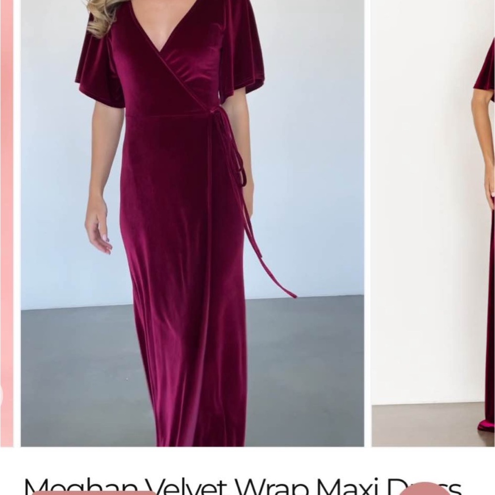 Baltic Born Velvet Wrap Maxi Dress in Deep Red